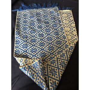 Native American, embroidered blue and Beige ￼Table Runner 17x66”